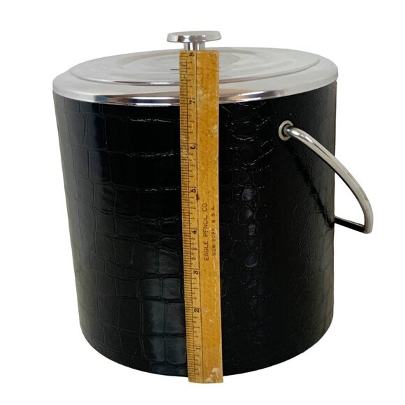 Vintage Irvinware Faux Leather Alligator Print Ice Bucket MCM - Picture 10 of 11